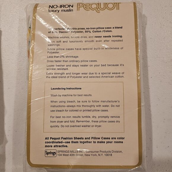 Pequot Twin Size Vintage Muslin Sheet Set Standard Pillowcases White Floral New‎ - Picture 4 of 6